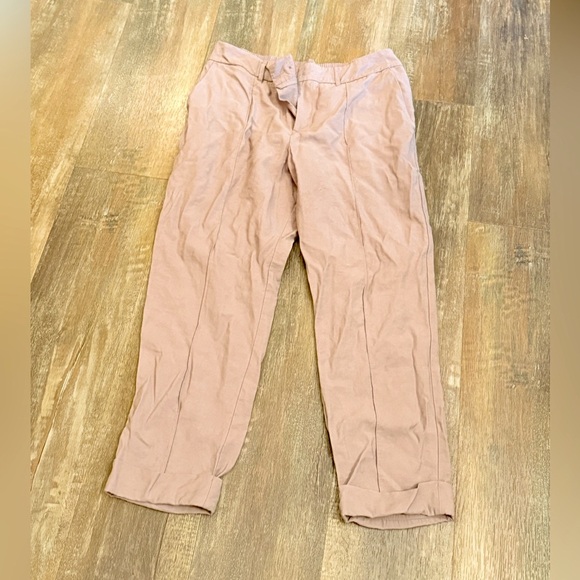 A New Day linen cuffed capri button pants size 14 blush color - Picture 2 of 4